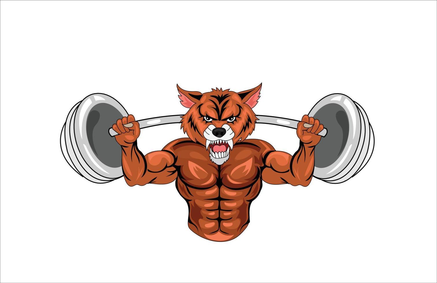 tigre bodybuilding mascotte vettore illustrazione