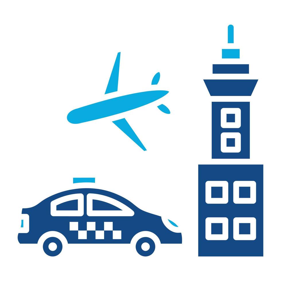 icona a due colori del glifo dell'aeroporto vettore