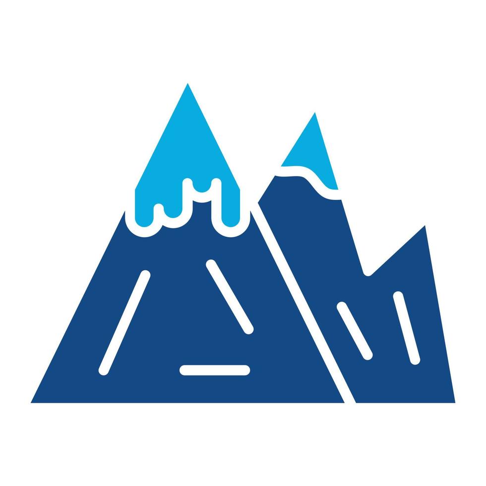 snow-capped montagna glifo Due colore icona vettore
