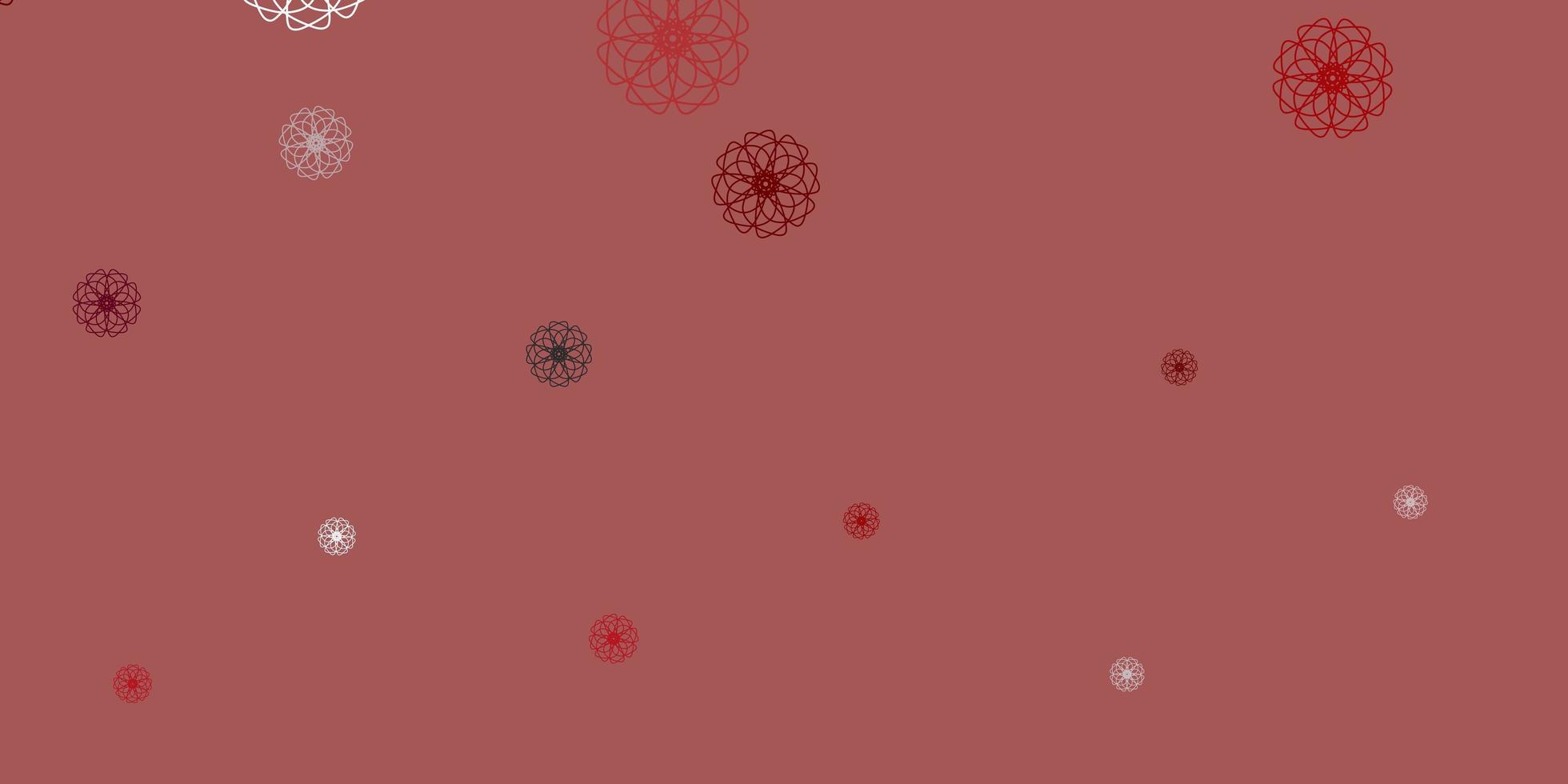 modello doodle rosso chiaro con fiori. vettore