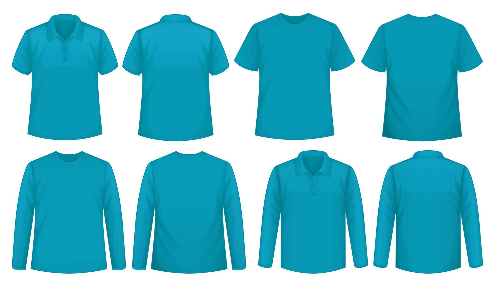 set di diversi tipi di magliette dello stesso colore vettore
