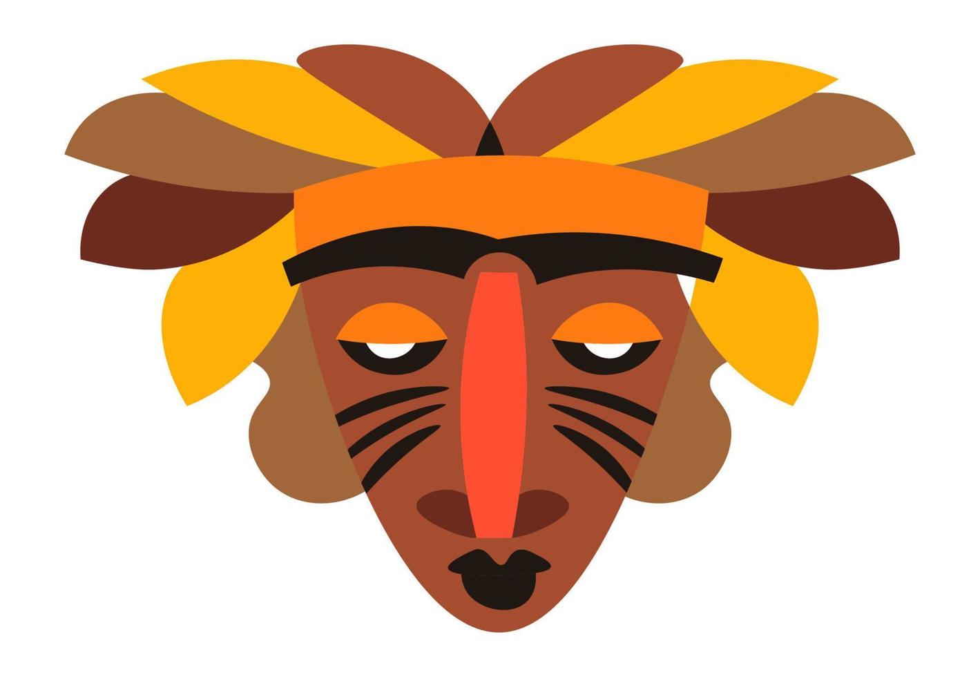 africano tribale di legno maschera, portafortuna o totem vettore