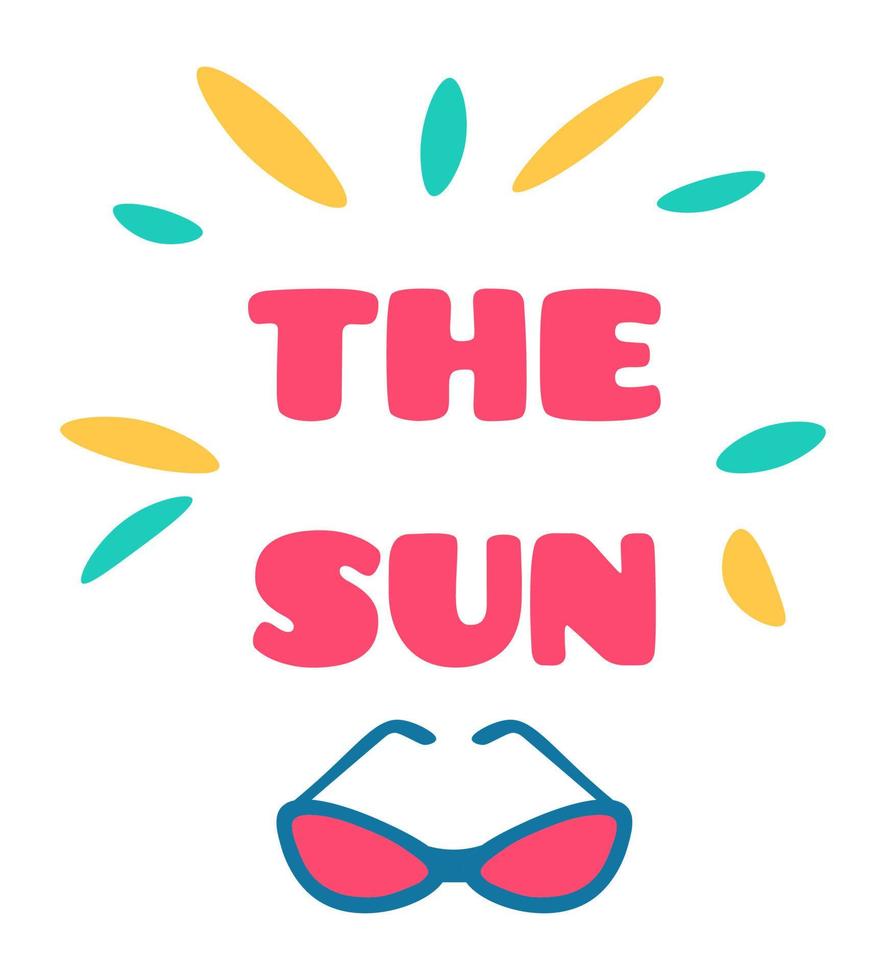 occhiali da sole sole etichetta, estate stagione accessorio vettore