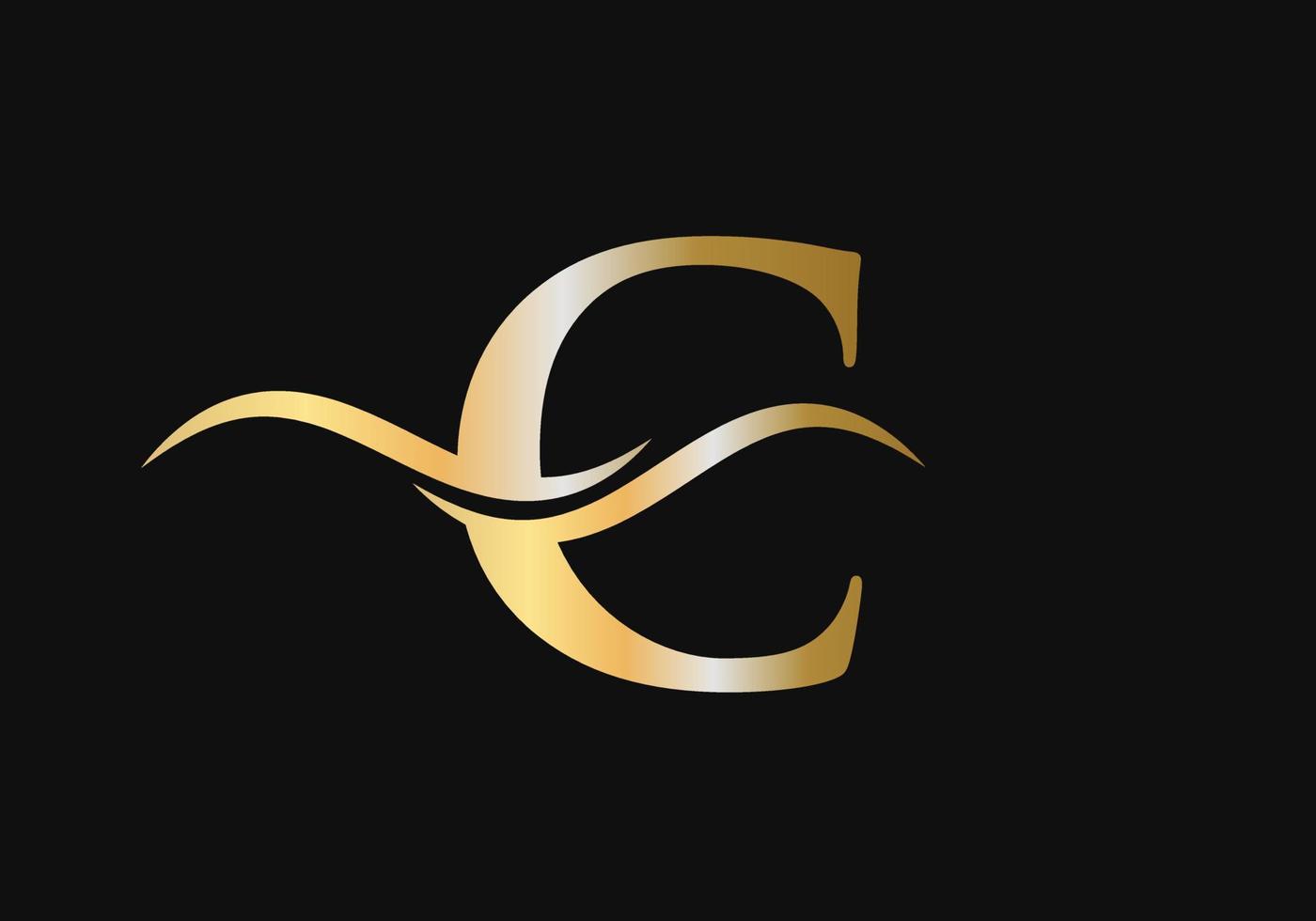 lettera c logo design con acqua onda concetto vettore