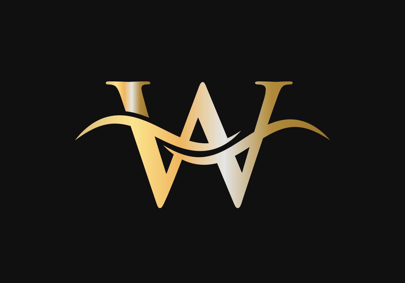 lettera w logo design con acqua onda concetto vettore