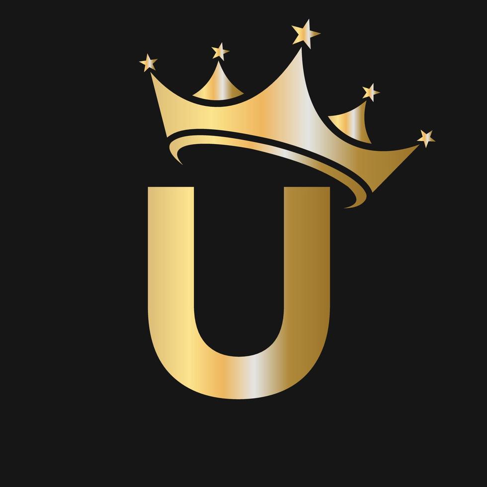 lettera u corona logo per bellezza, moda, stella, elegante, lusso cartello vettore