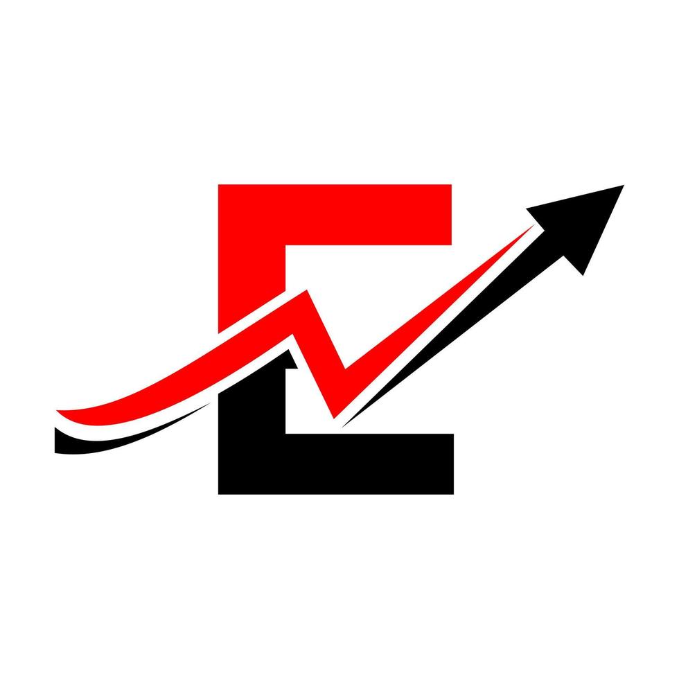 lettera e finanziario logo modello con marketing crescita freccia vettore