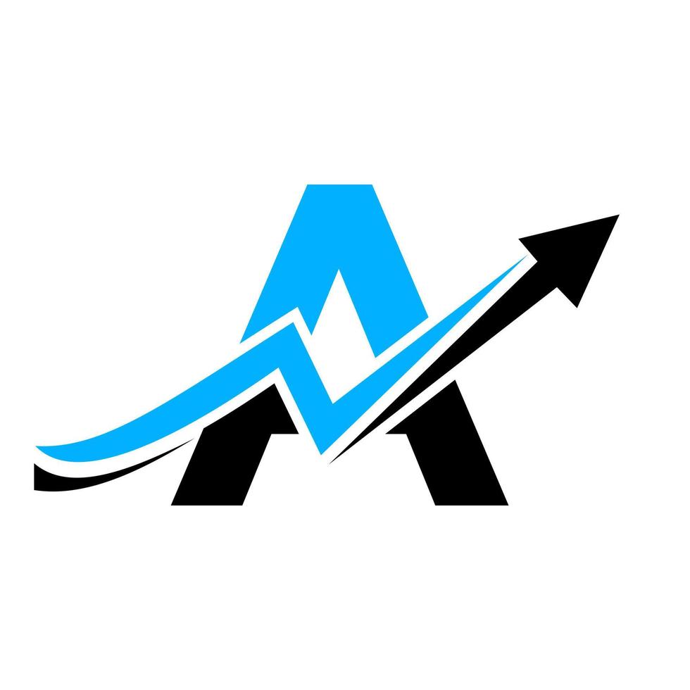 lettera un' finanziario logo modello con marketing crescita freccia vettore