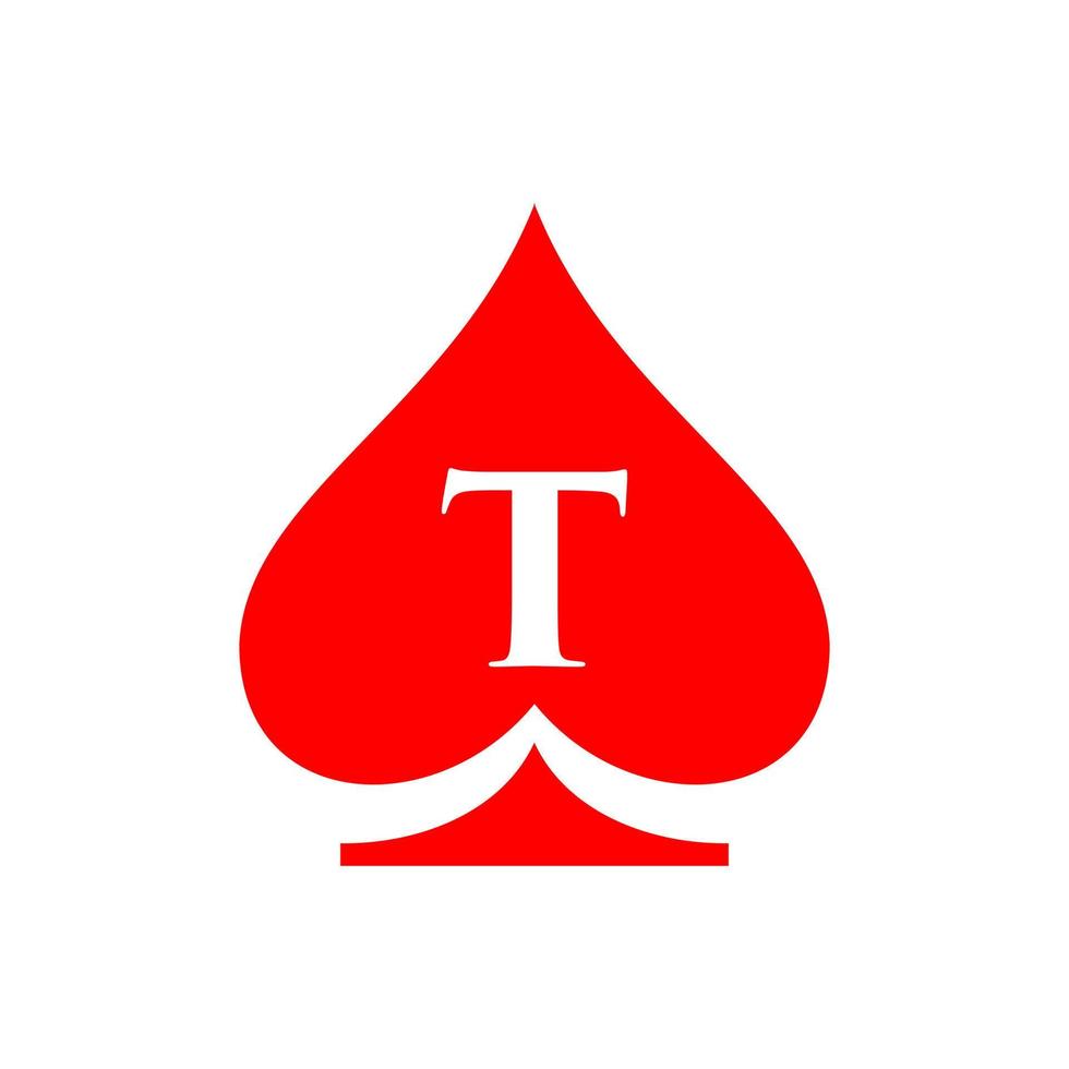 lettera t casinò logo. poker casinò vegas logo modello vettore