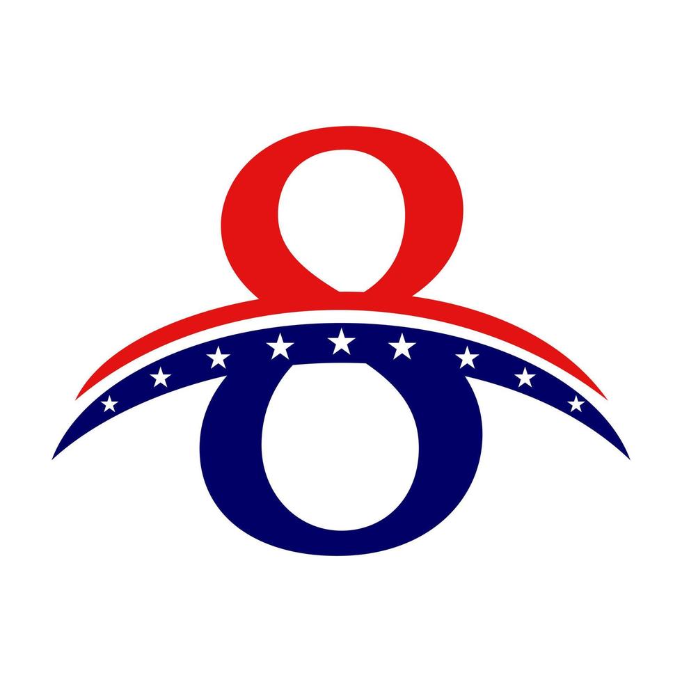 iniziale lettera 8 americano logo. Stati Uniti d'America americano logo vettore