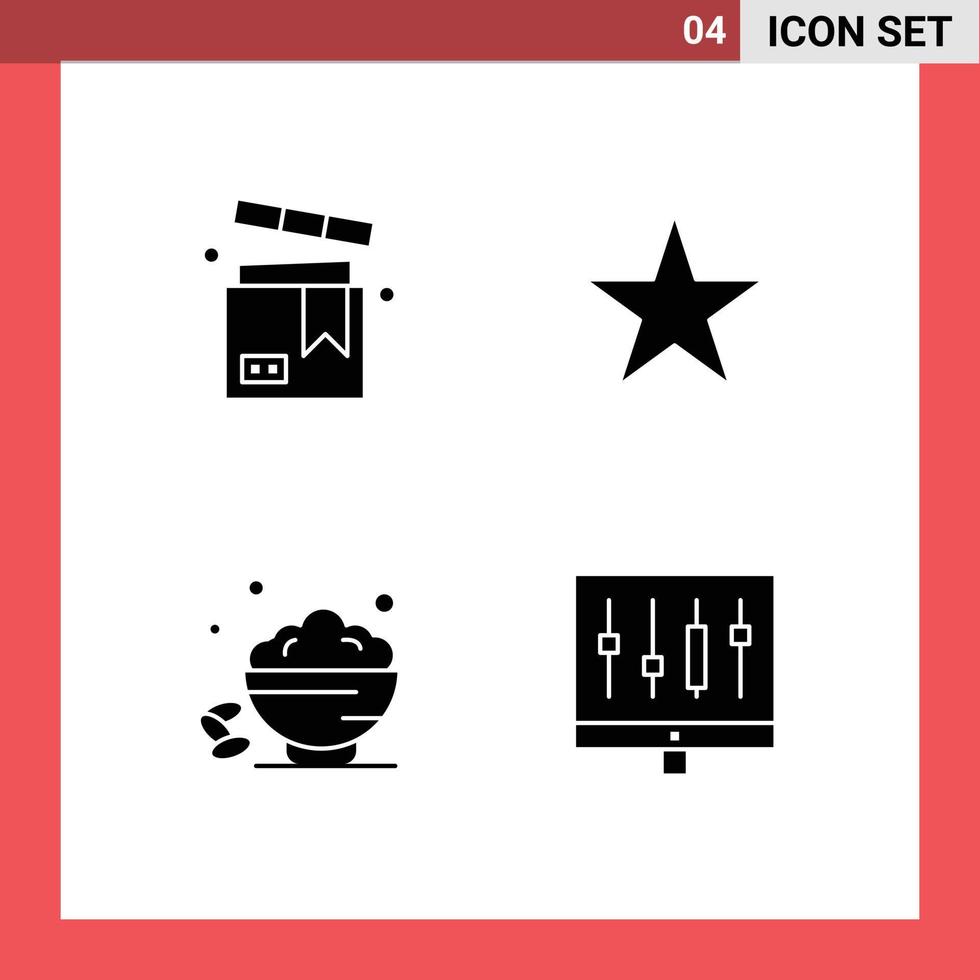 impostato di 4 moderno ui icone simboli segni per scatola Data shopping stella veloce modificabile vettore design elementi
