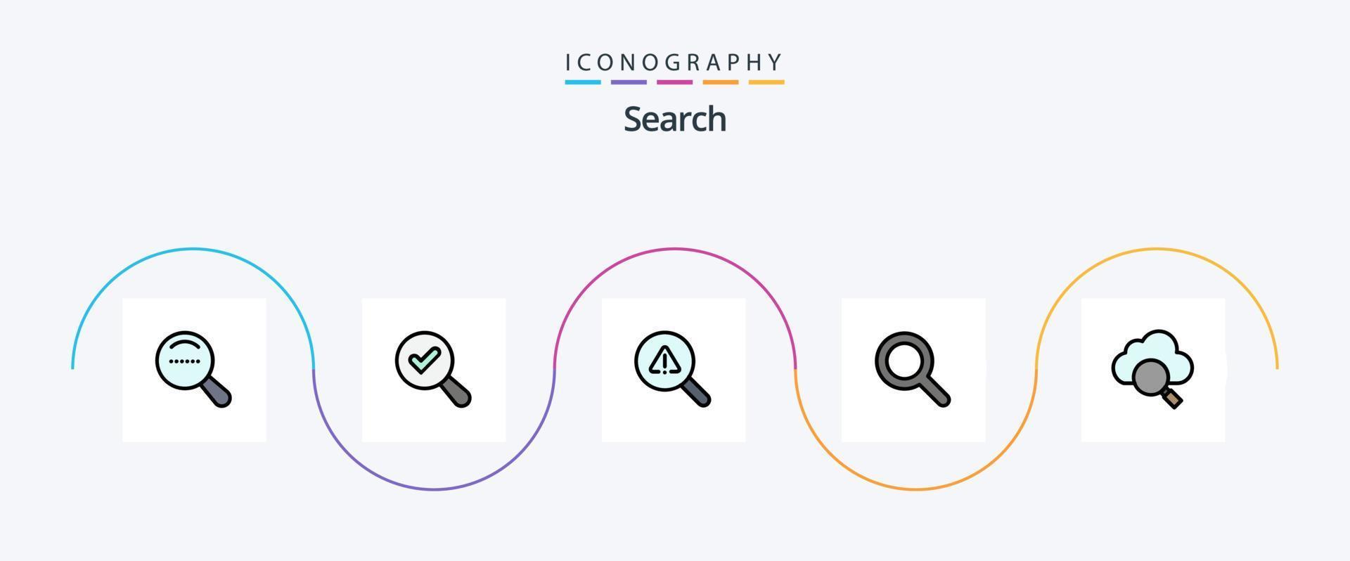 ricerca linea pieno piatto 5 icona imballare Compreso . ricerca. Visualizza. ricerca. ui vettore