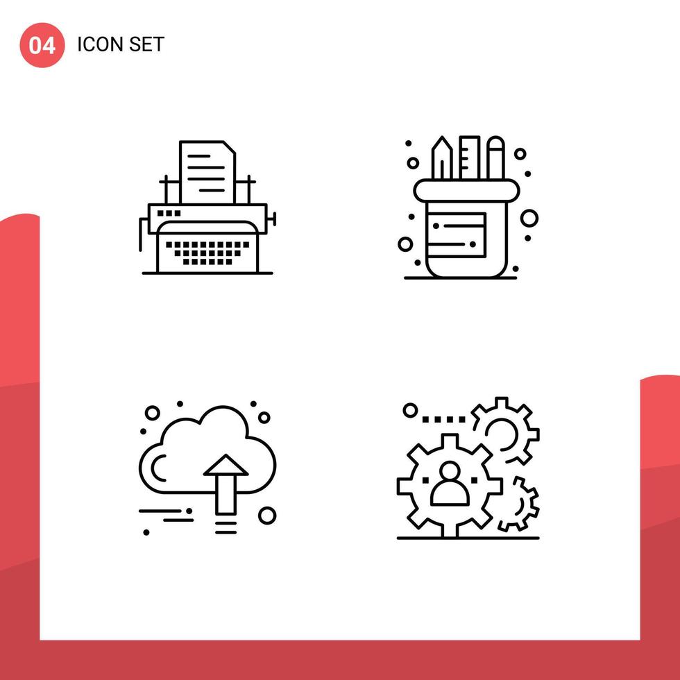 impostato di 4 moderno ui icone simboli segni per macchina da scrivere finanza pubblicare forniture nube modificabile vettore design elementi