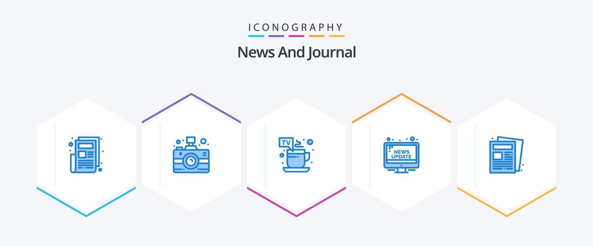 notizia 25 blu icona imballare Compreso giornale. aggiornare. piccante. pubblico. informazione vettore