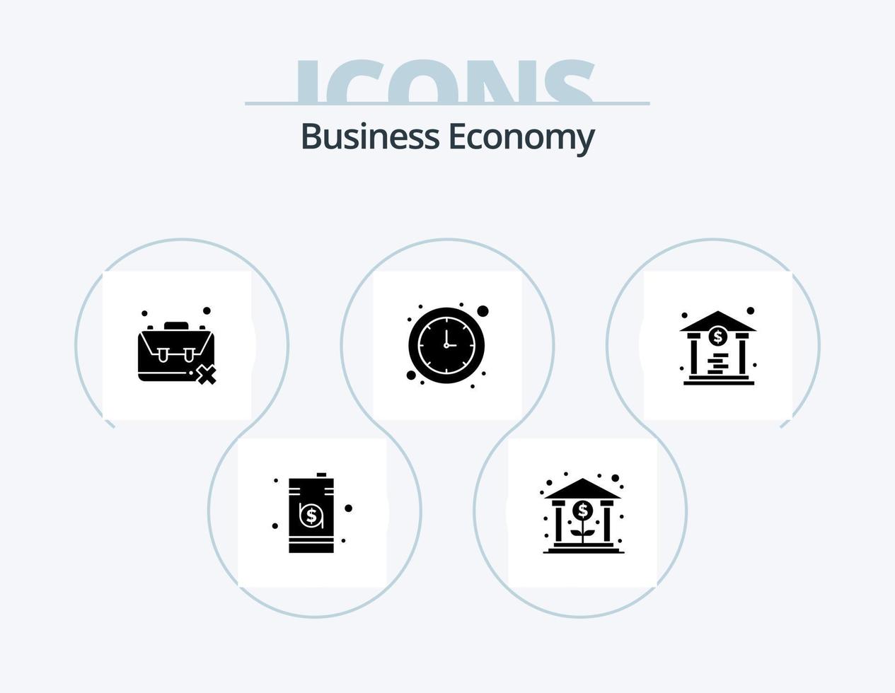 economia glifo icona imballare 5 icona design. volta. economia. crescita. bancario. problema vettore