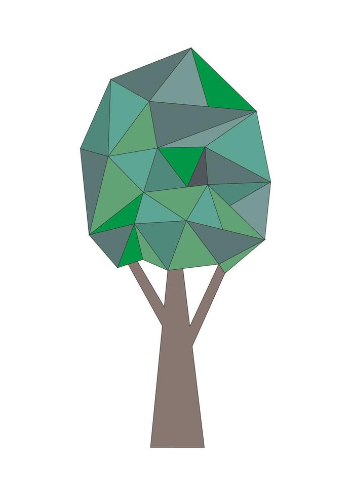 mosaico albero. triangoli forme. verde colori. isolato su bianca sfondo. vettore