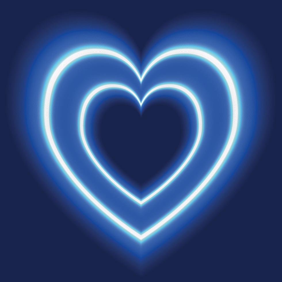 elettrico blu colore neon cuore su buio sfondo vettore