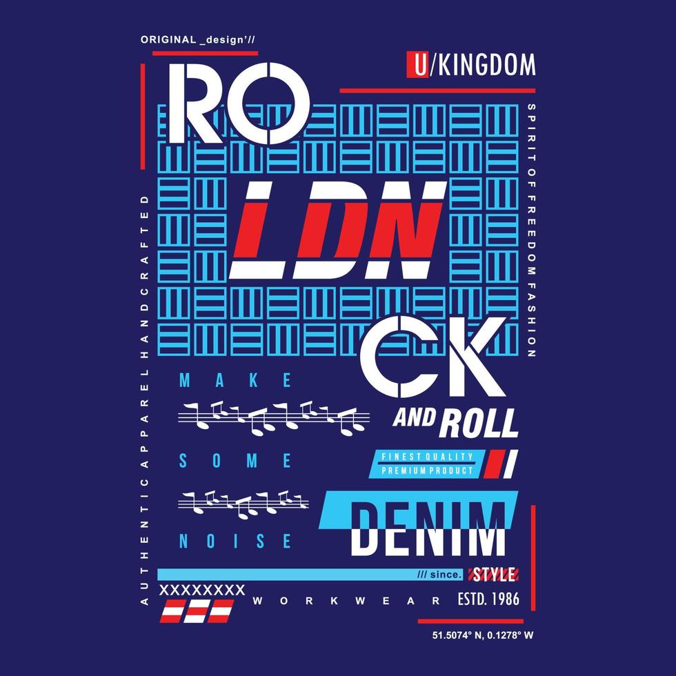 roccia e rotolo Londra città grafico vettore Stampa t camicia