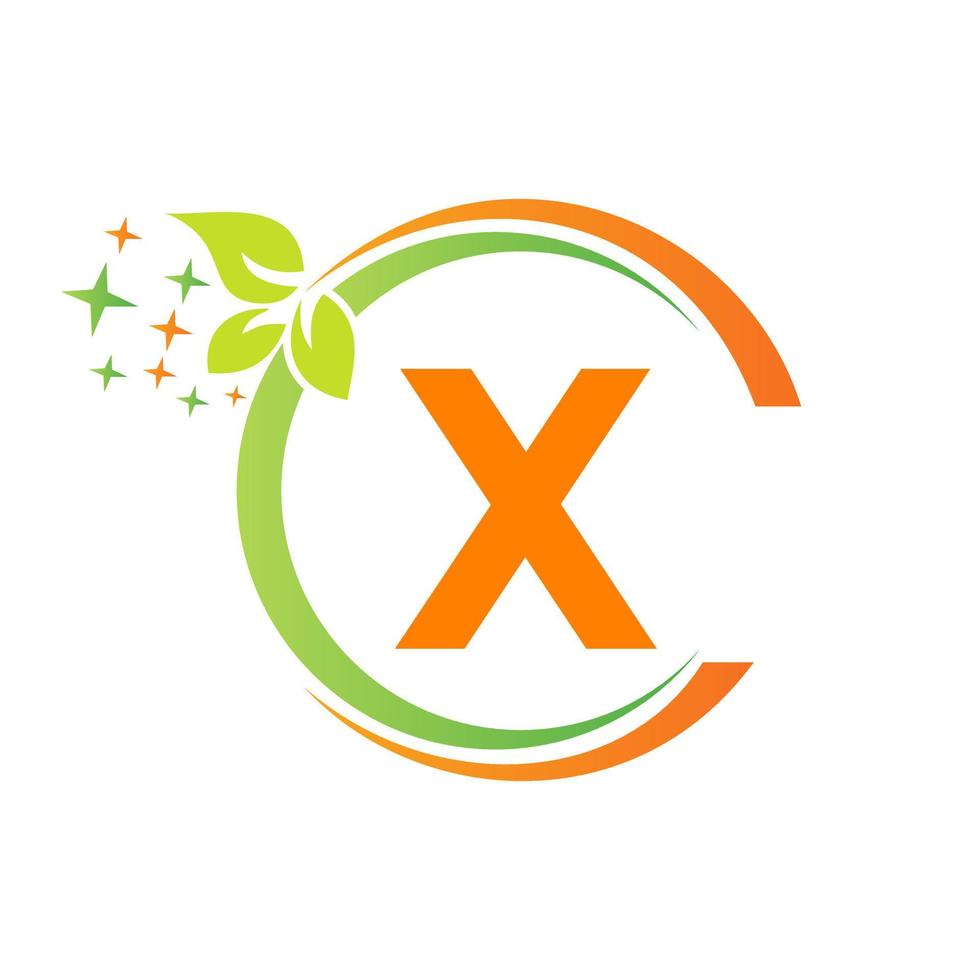 lettera X pulizia servizio Casa logo modello vuoto più pulito, benna, primavera pulizia logotipo vettore