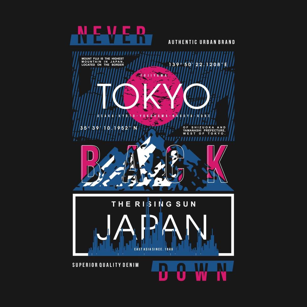 mai indietro fuori uso, tokyo Giappone, astratto simbolo grafico t camicia Stampa vettore