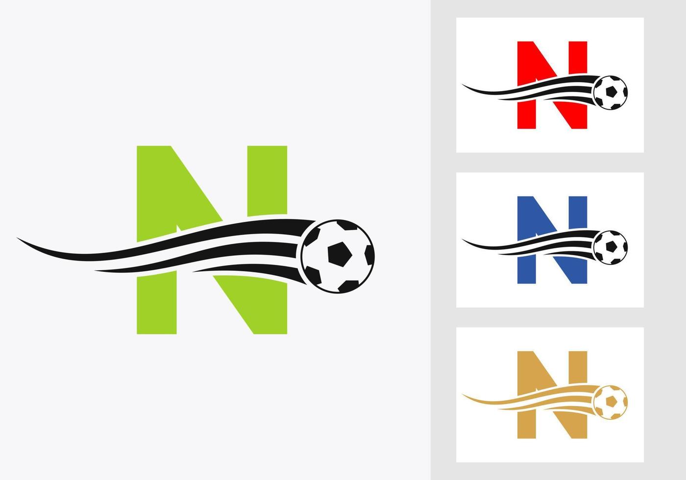 calcio calcio logo su lettera n cartello. calcio club emblema concetto di calcio squadra icona vettore
