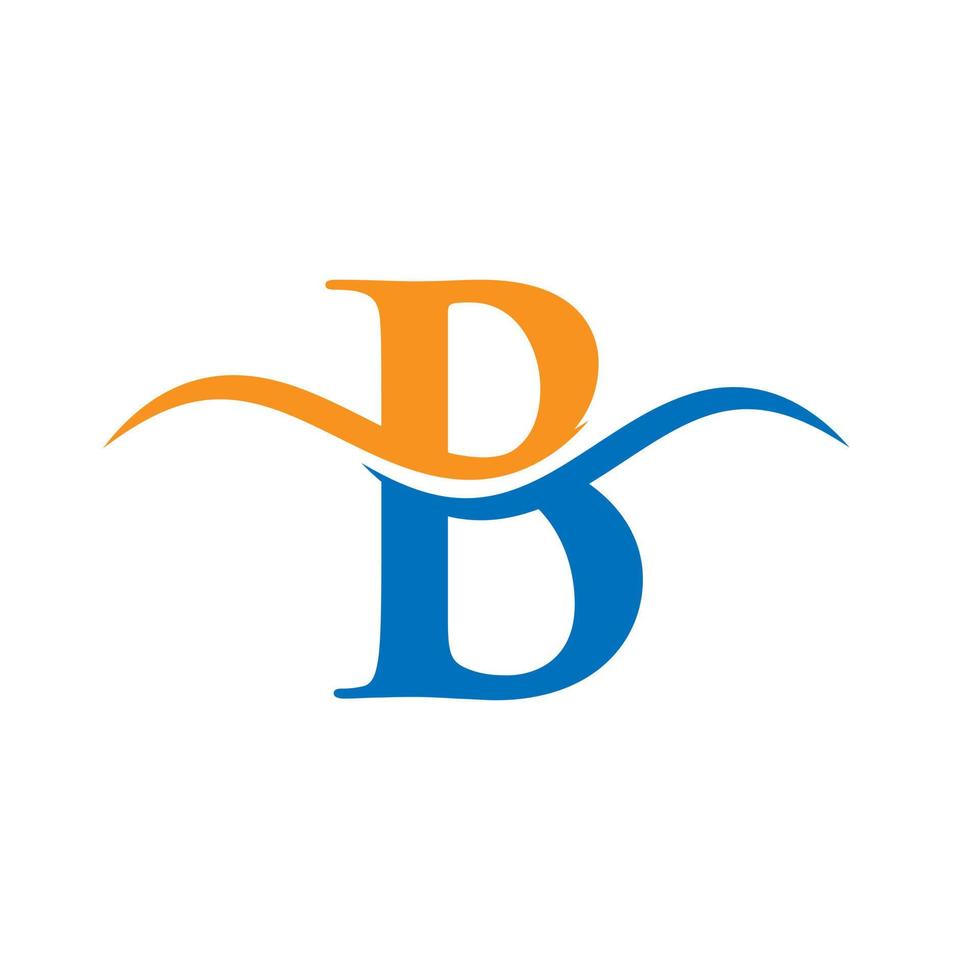 lettera B logo design con acqua onda concetto vettore