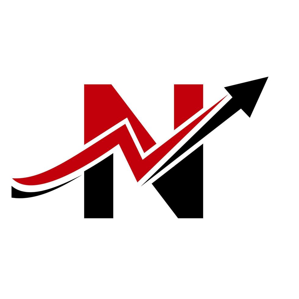 lettera n finanziario logo modello con marketing crescita freccia vettore