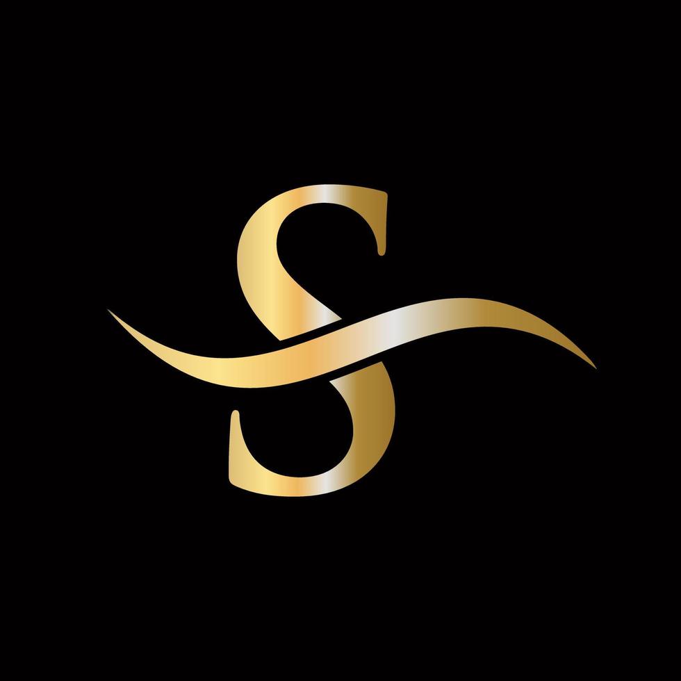 lettera S logo d'oro lussuoso simbolo monogramma design vettore