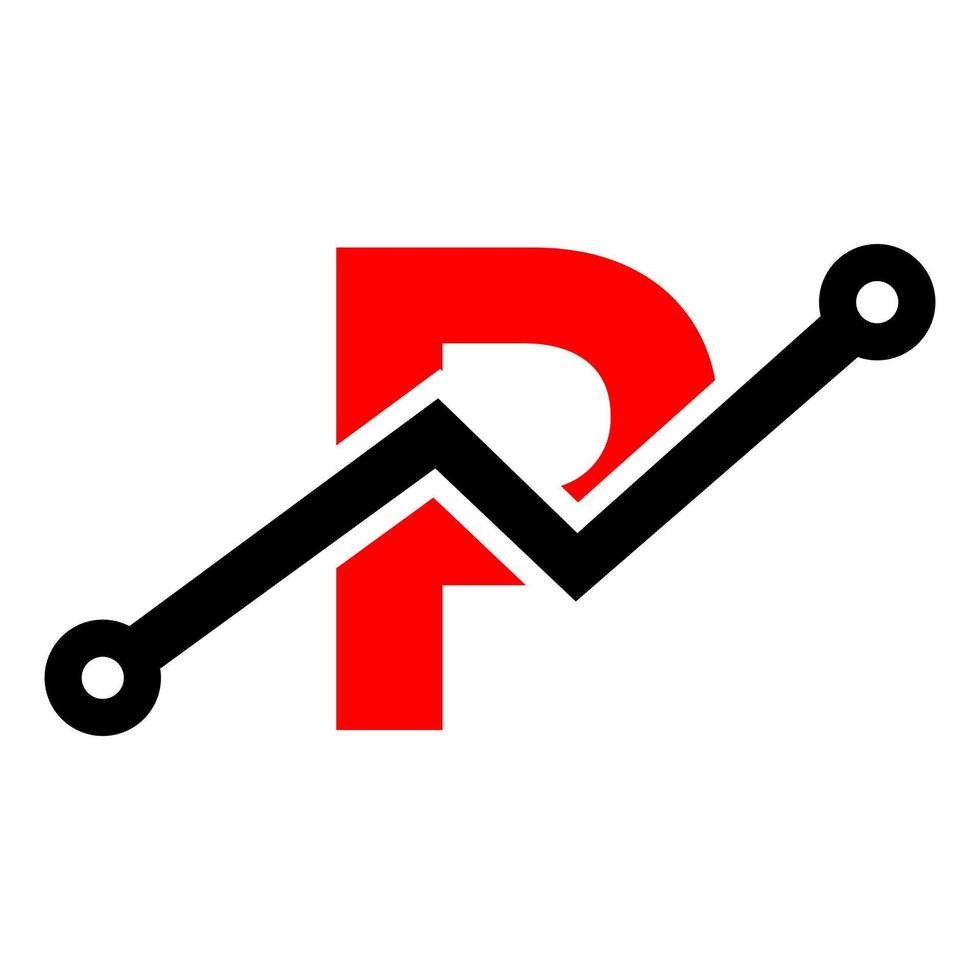 digitale lettera p tecnologia icona logo design. attività commerciale, investimento, finanziario logo vettore