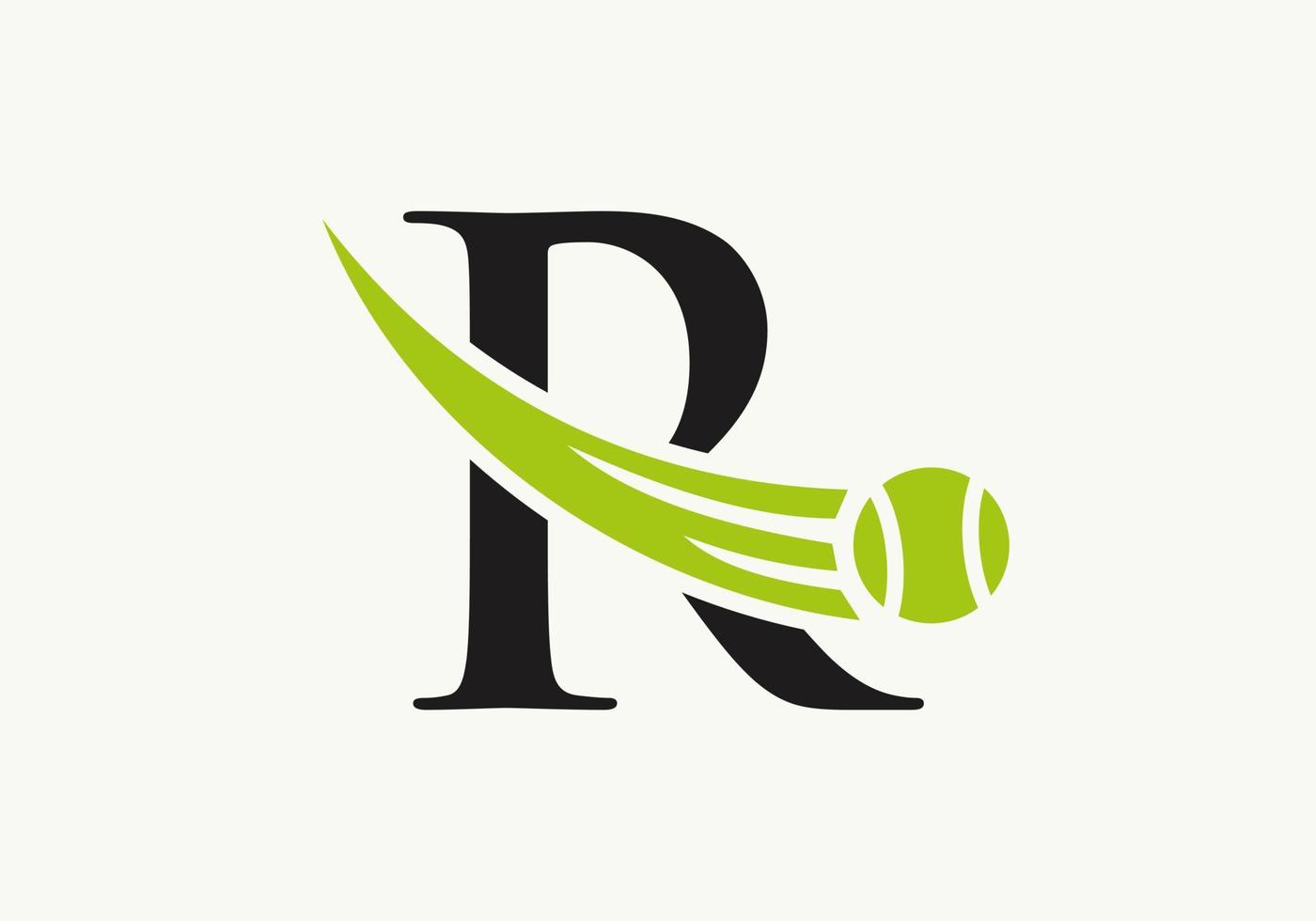 lettera r tennis logo design modello. tennis sport accademia club logo vettore