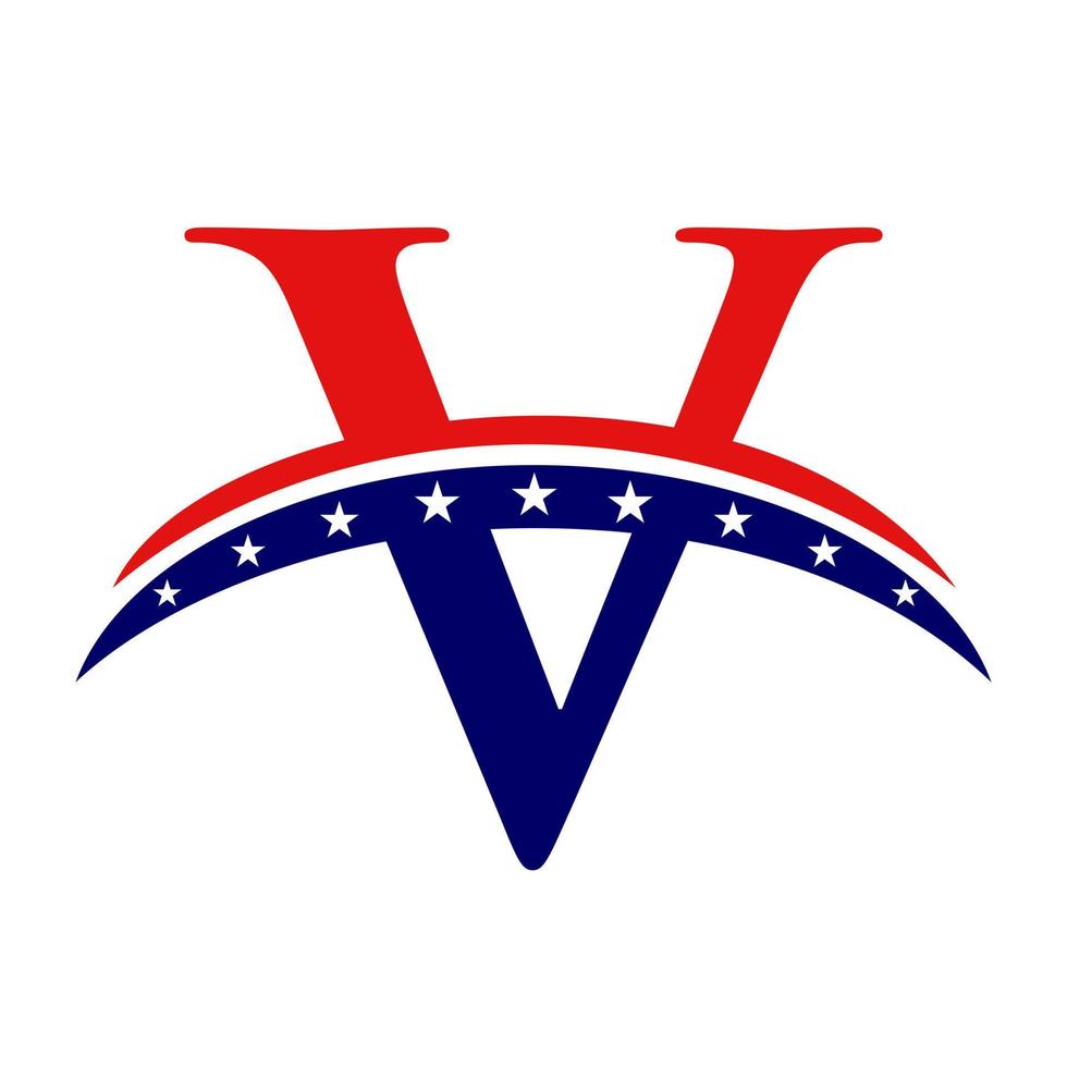 iniziale lettera v americano logo. Stati Uniti d'America americano logo vettore