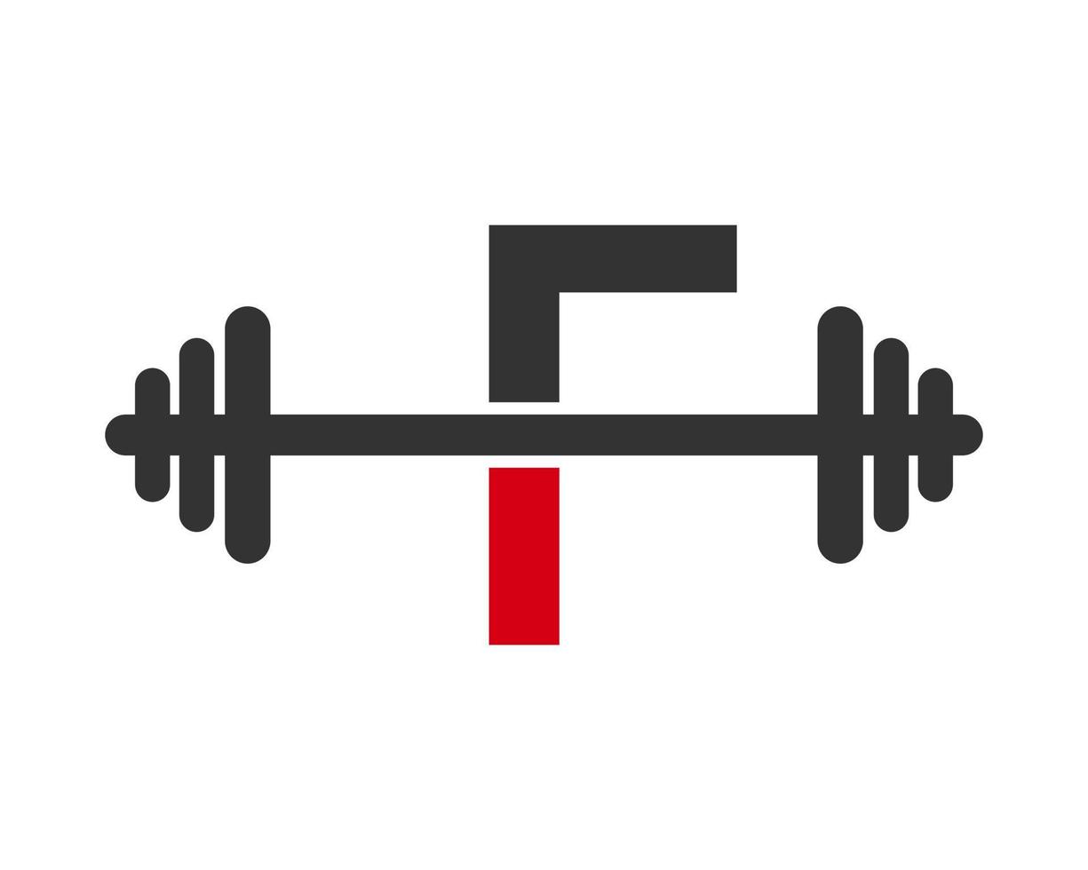 fitness Palestra logo su lettera f cartello vettore