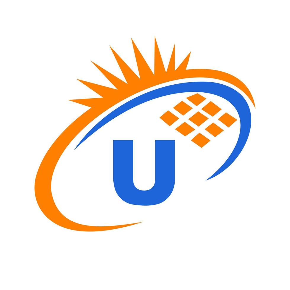 lettera u solare pannello energia logo design vettore