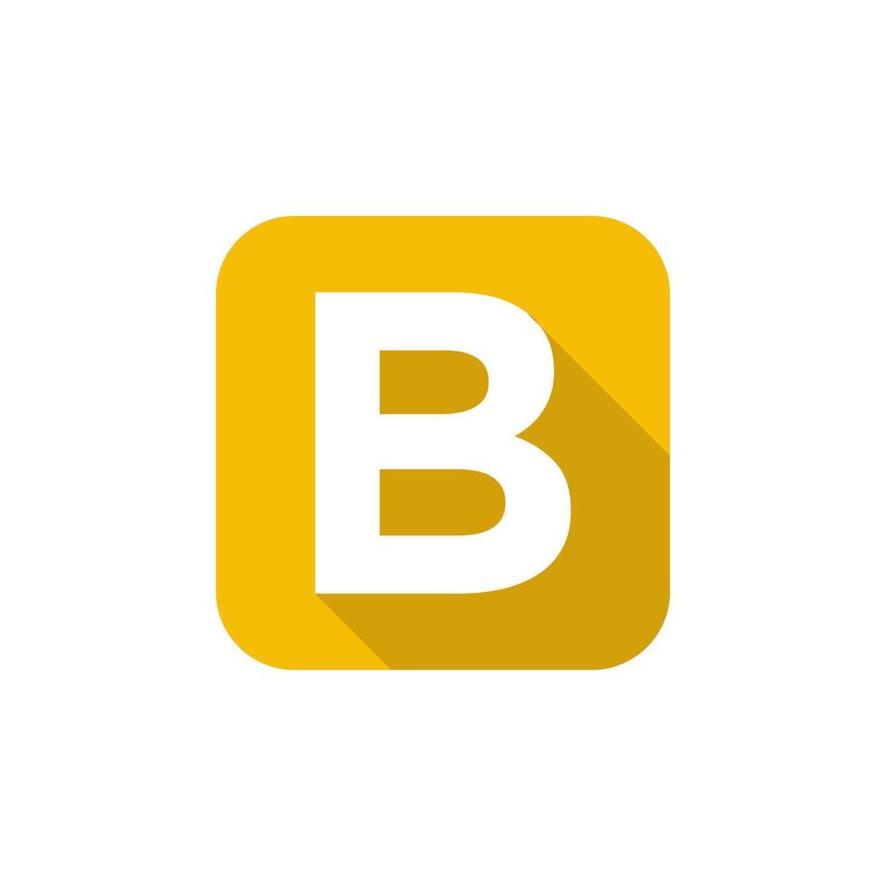alfabeto, testo simbolo piatto icona B lettera con lungo ombra cartello modello vettore