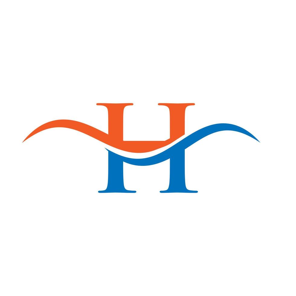 lettera h logo design con acqua onda concetto vettore