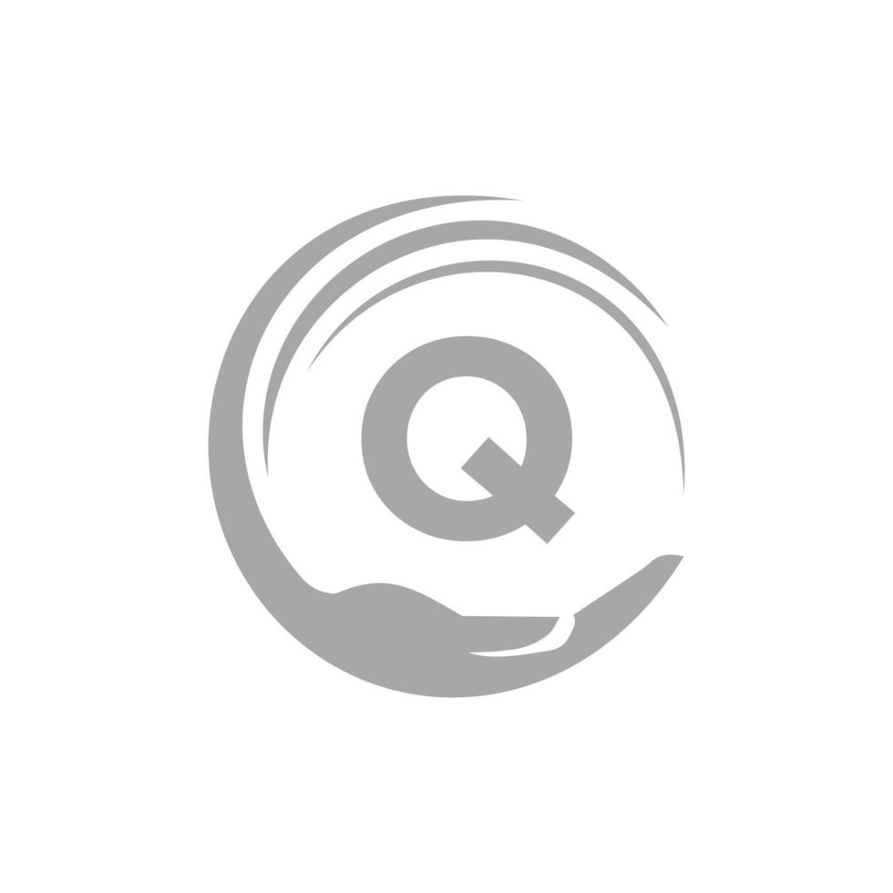 lettera q beneficenza logo. unità squadra opera logo cartello vettore