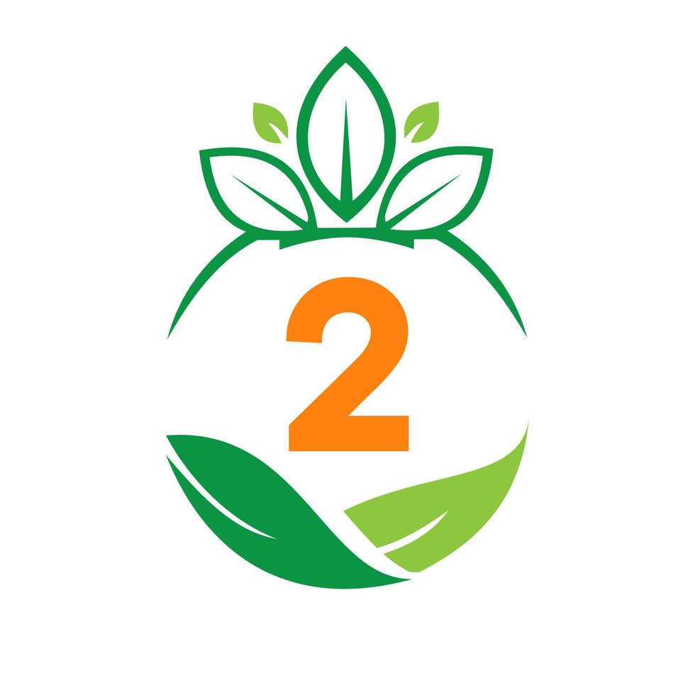 ecologia Salute su lettera 2 eco biologico logo fresco, agricoltura azienda agricola verdure. salutare biologico eco vegetariano cibo modello vettore