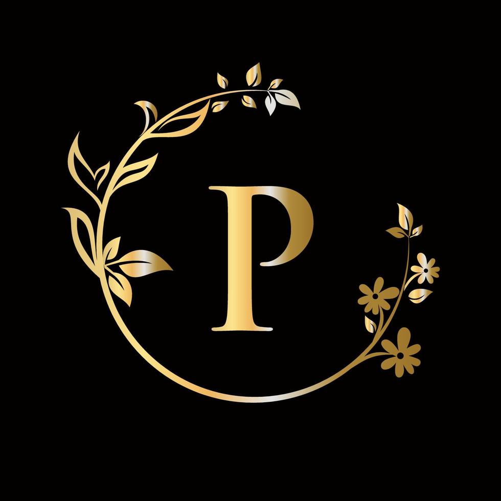 lettera p bellezza fiore logo decorativo, fiore, bellezza, terme vettore modello