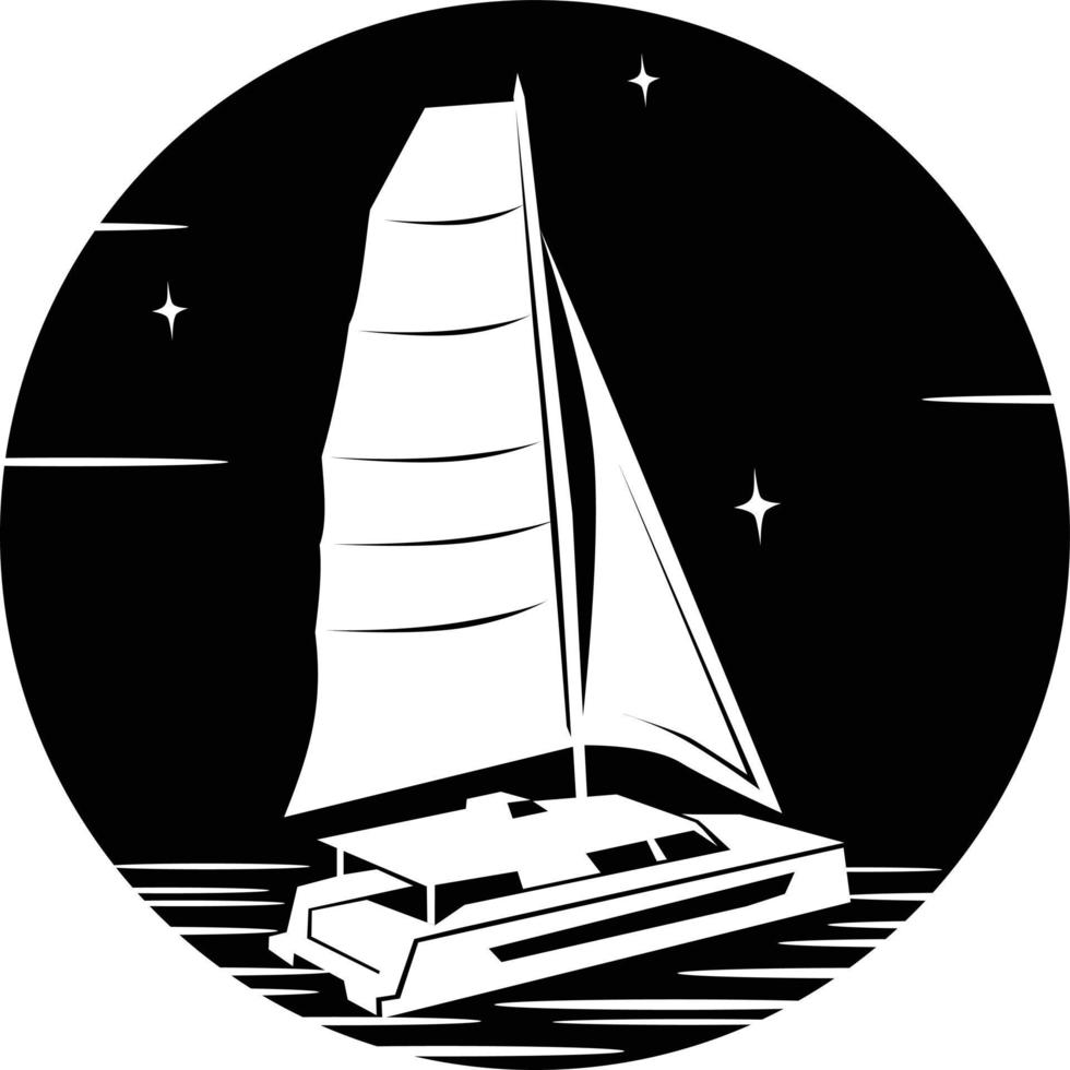 vettore illustrazione logo mezzi di trasporto yacht nave in viaggio isolato su bianca sfondo