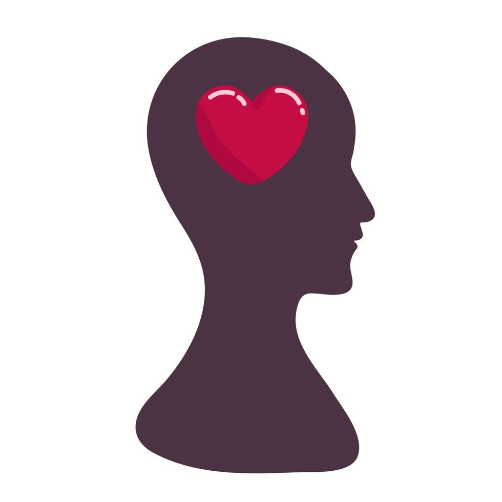concetto di cuore e cervello, conflitto tra emozioni e pensiero razionale, lavoro di squadra ed equilibrio tra anima e intelligenza. logo vettoriale o disegno dell'icona.
