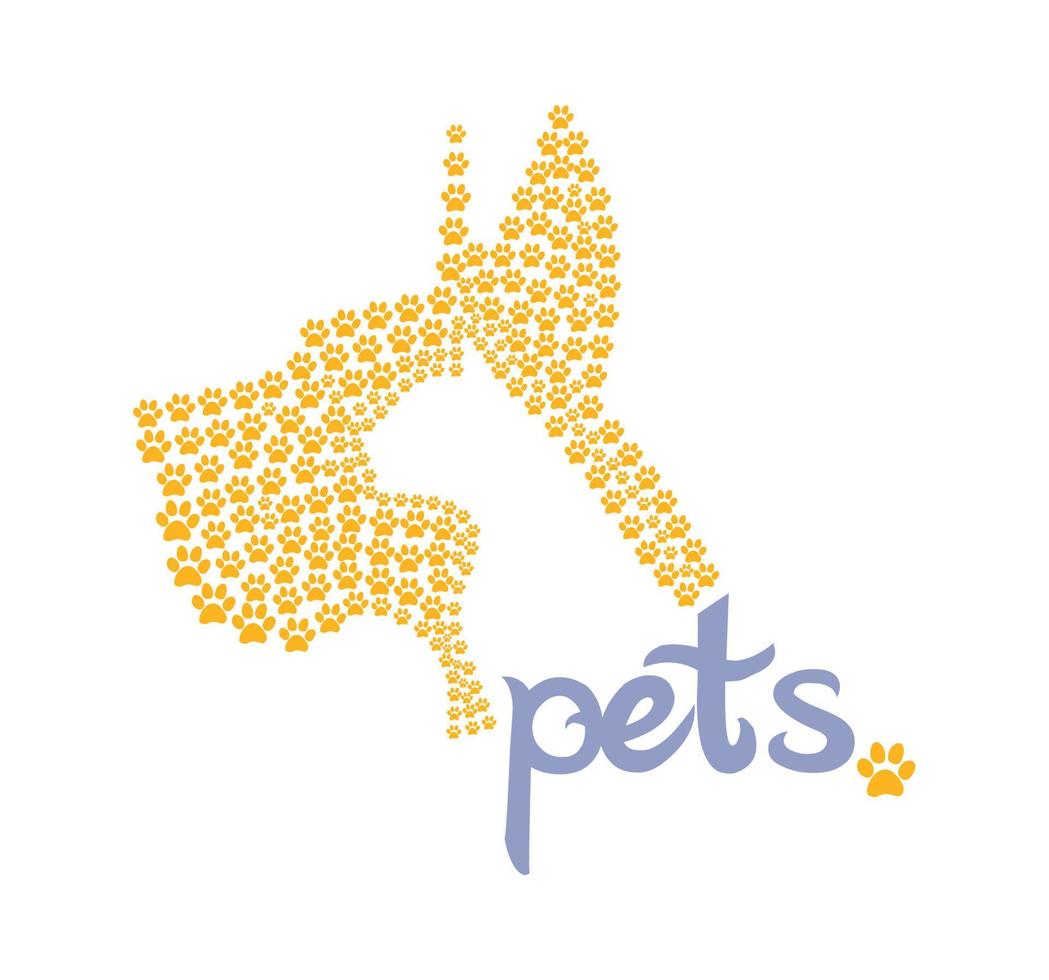 gatto e cane silhouette. animale domestico logo design zampa, vettore per animale negozio attività commerciale. veterinario clinica marca.