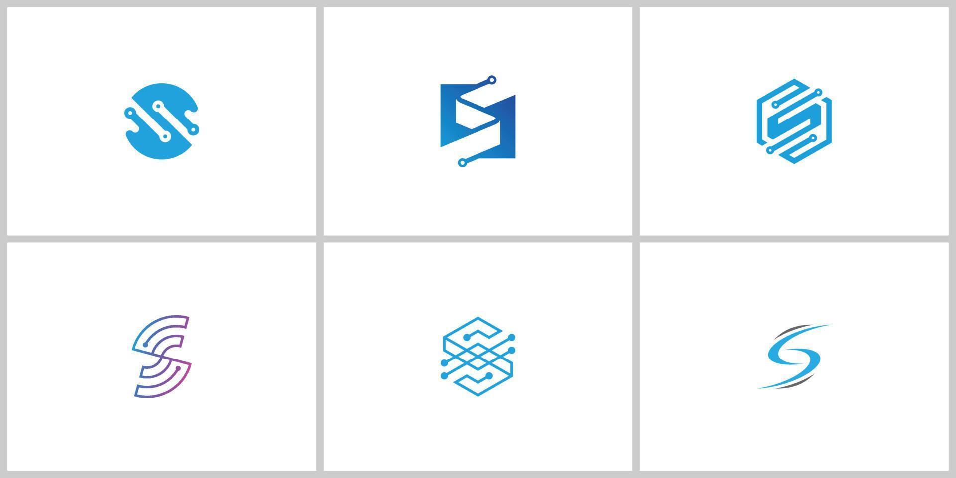 elemento di design del logo dell'icona della tecnologia della lettera s digitale vettore