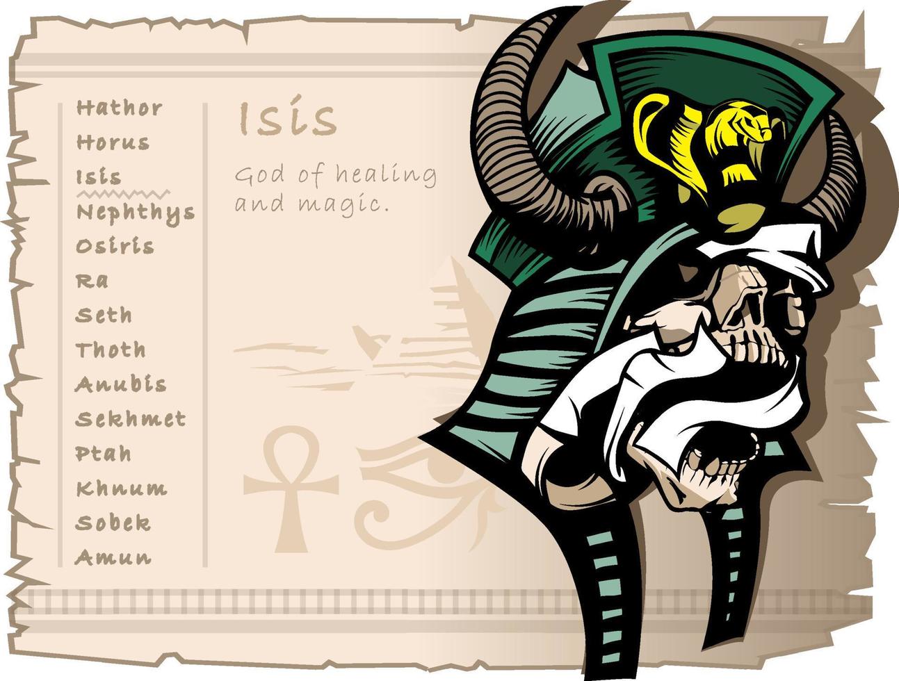Iside, il dea di Magia e guarigione. antico egiziano mitologia. tatuaggio modello e magliette. vettore