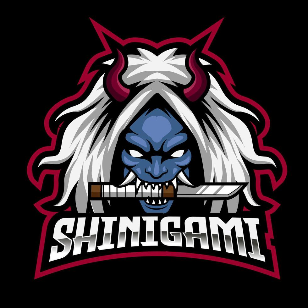 design del logo della mascotte shinigami esport vettore