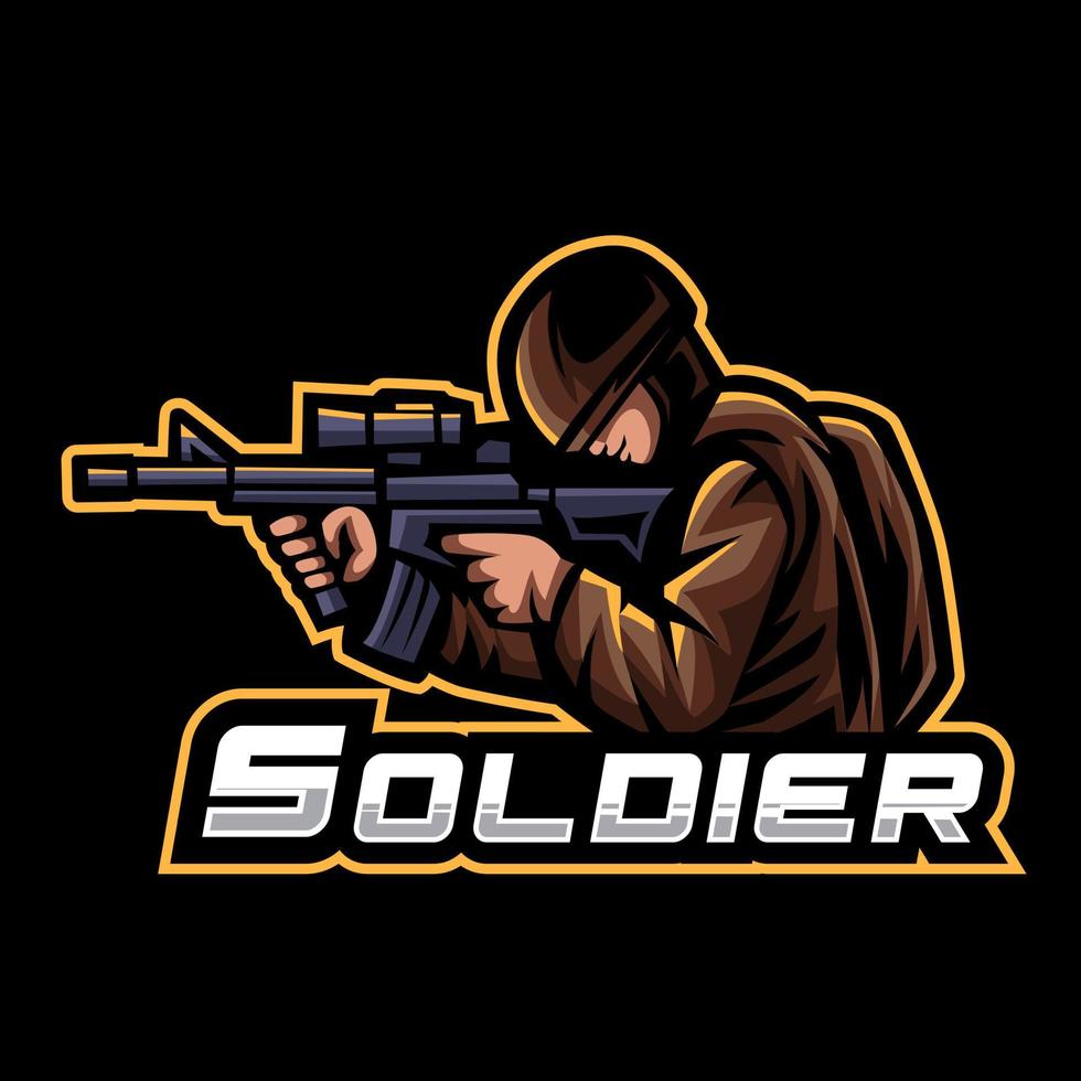soldato esport logo, portafortuna logo, design vettore illustrazione