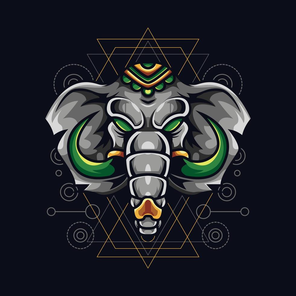 elefante logo portafortuna illustrazione design vettore