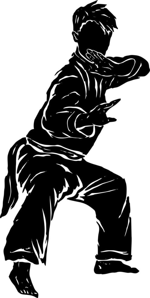 pencak silat illustrazione linea d'arte vettore