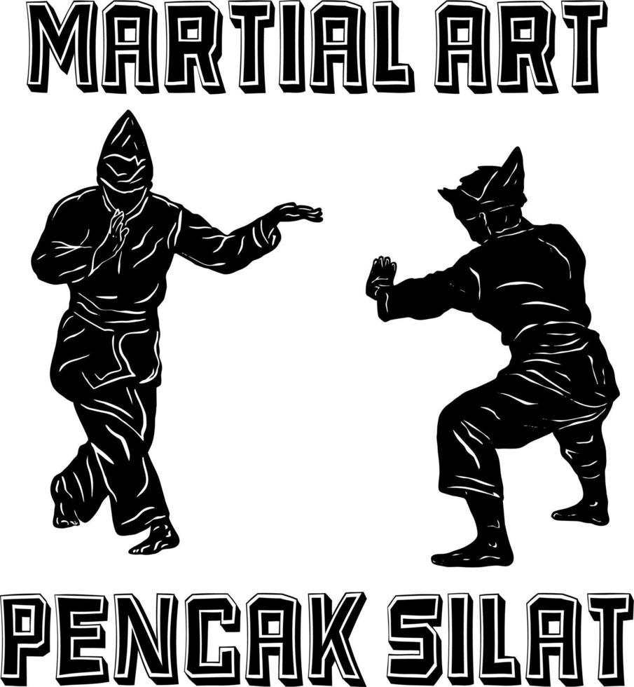 pencak silat illustrazione linea d'arte vettore