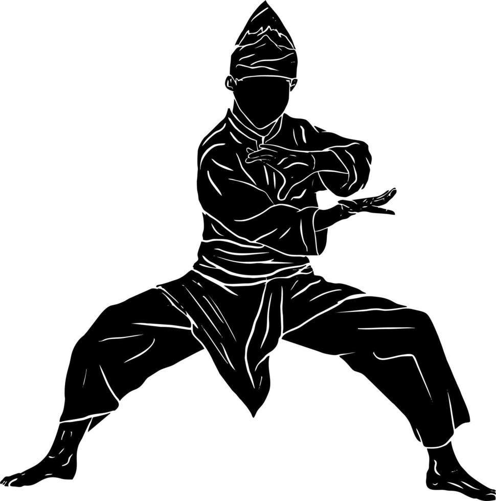 pencak silat illustrazione linea d'arte vettore