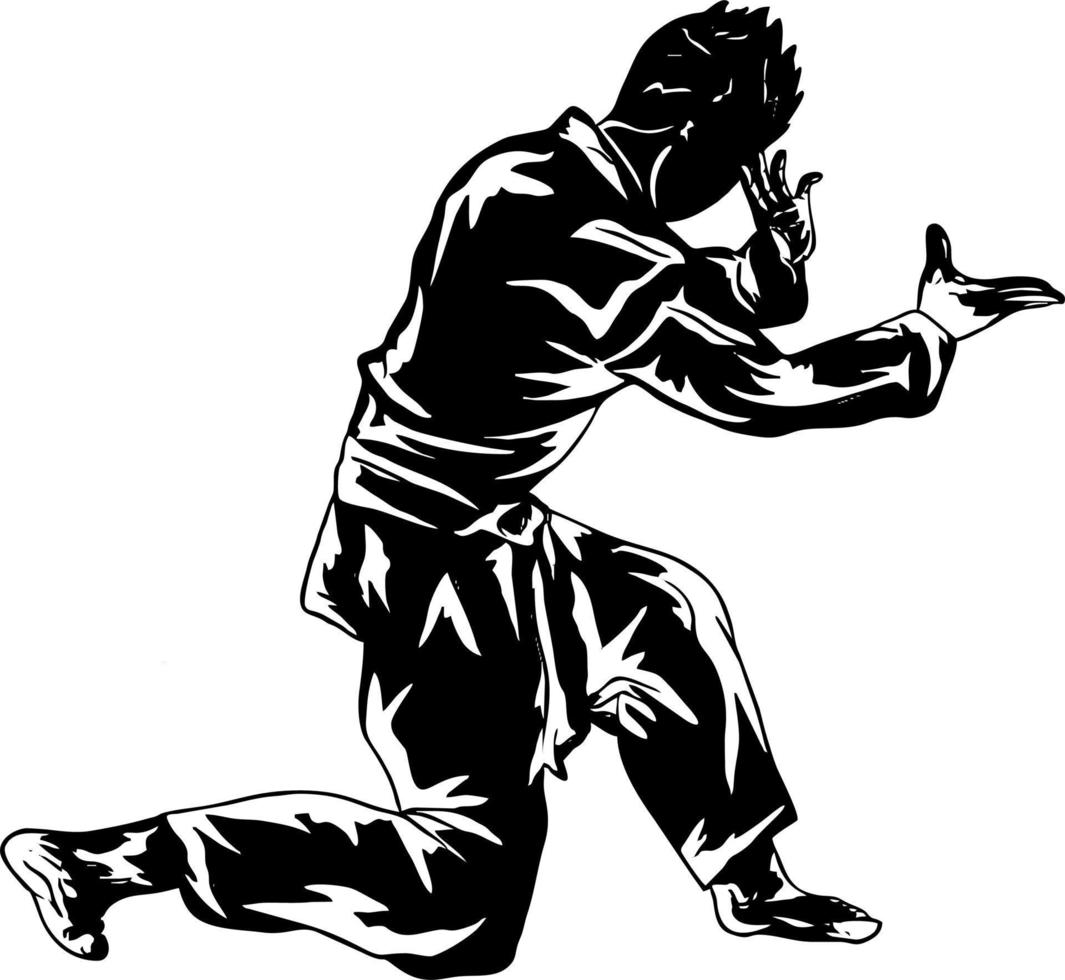 pencak silat illustrazione linea d'arte vettore